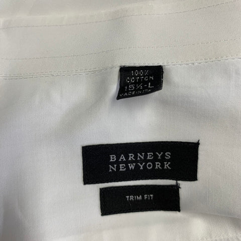 BARNEY'S NEW YORK Size L White Cotton Button Up Long Sleeve Shirt