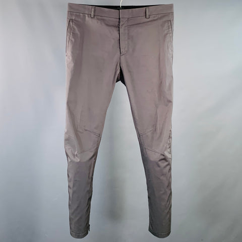 LANVIN Size 32 Grey Slate Twill Cotton Ankle Zips Casual Pants