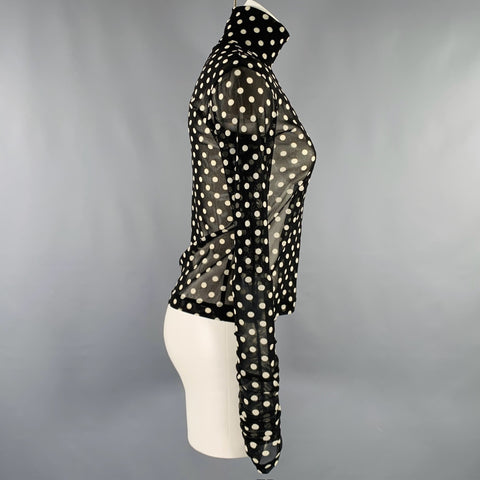 NOIR KEI NINOMIYA Taille XS Pull col roulé à pois noirs et blancs en polyester