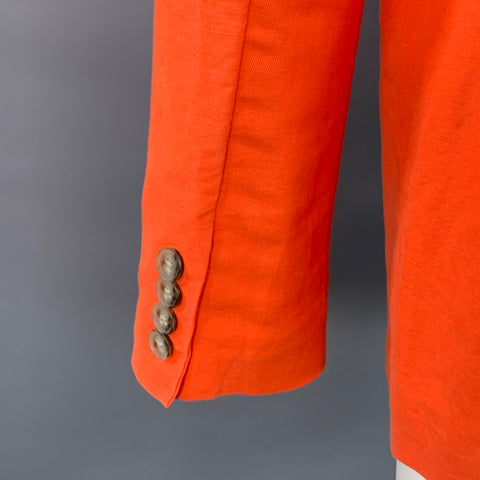 RALPH LAUREN Size 4 Orange Linen Cotton Notch Lapel Jacket Blazer