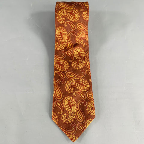 WILKES BASHFORD Brown Orange Paisley Silk Tie
