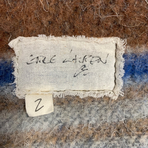 GREG LAUREN Size M Brown Blue Plaid Wool Cotton Shawl Collar Jacket