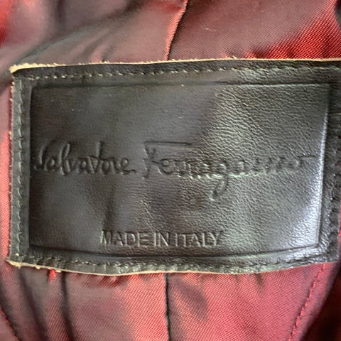 SALVATORE FERRAGAMO Size 44 Brown Cotton Blend Turn Lock Coat