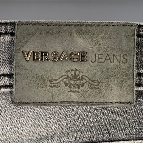 VERSACE JEANS Size 36 Grey Washed Cotton Blend Slim Fit Jeans