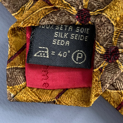 ERMENEGILDO ZEGNA Bronze Taupe Abstract Floral Silk Tie