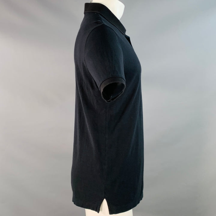 Y-3 Size M Black Cotton Logo Half Placket Polo