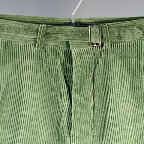 HAIDER ACKERMANN Size 34 Green Corduroy Cotton Blend Belted Casual Pants