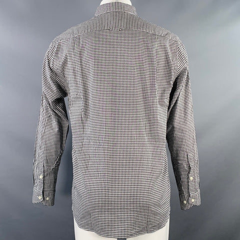 BARNEY'S NEW YORK Size M Black White Checkered Cotton Long Sleeve Shirt