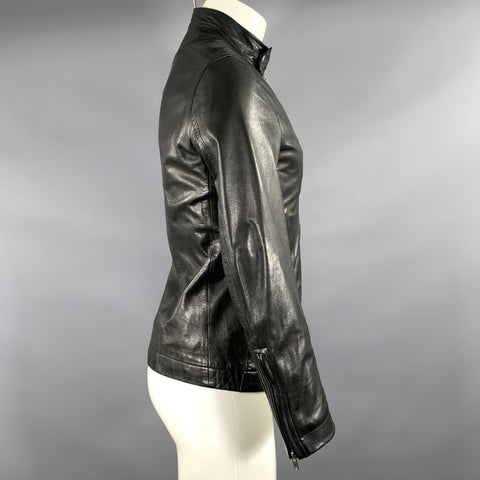 RICK OWENS Size 40 Black Leather Biker Zip Up Jacket