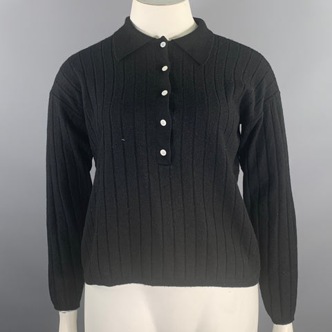 CALIFORNIA ARTS Size L Black Wool Knit Button Up Sweater Womens