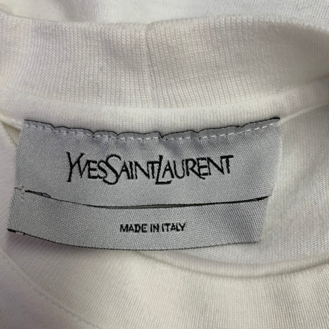 YVES SAINT LAURENT Rare Size L White Black Figures Cotton Short Sleeve T-shirt