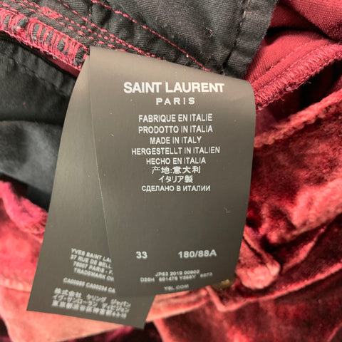 SAINT LAURENT Size 33 Burgundy Velvet Viscose Silk Jean Cut Casual Pants