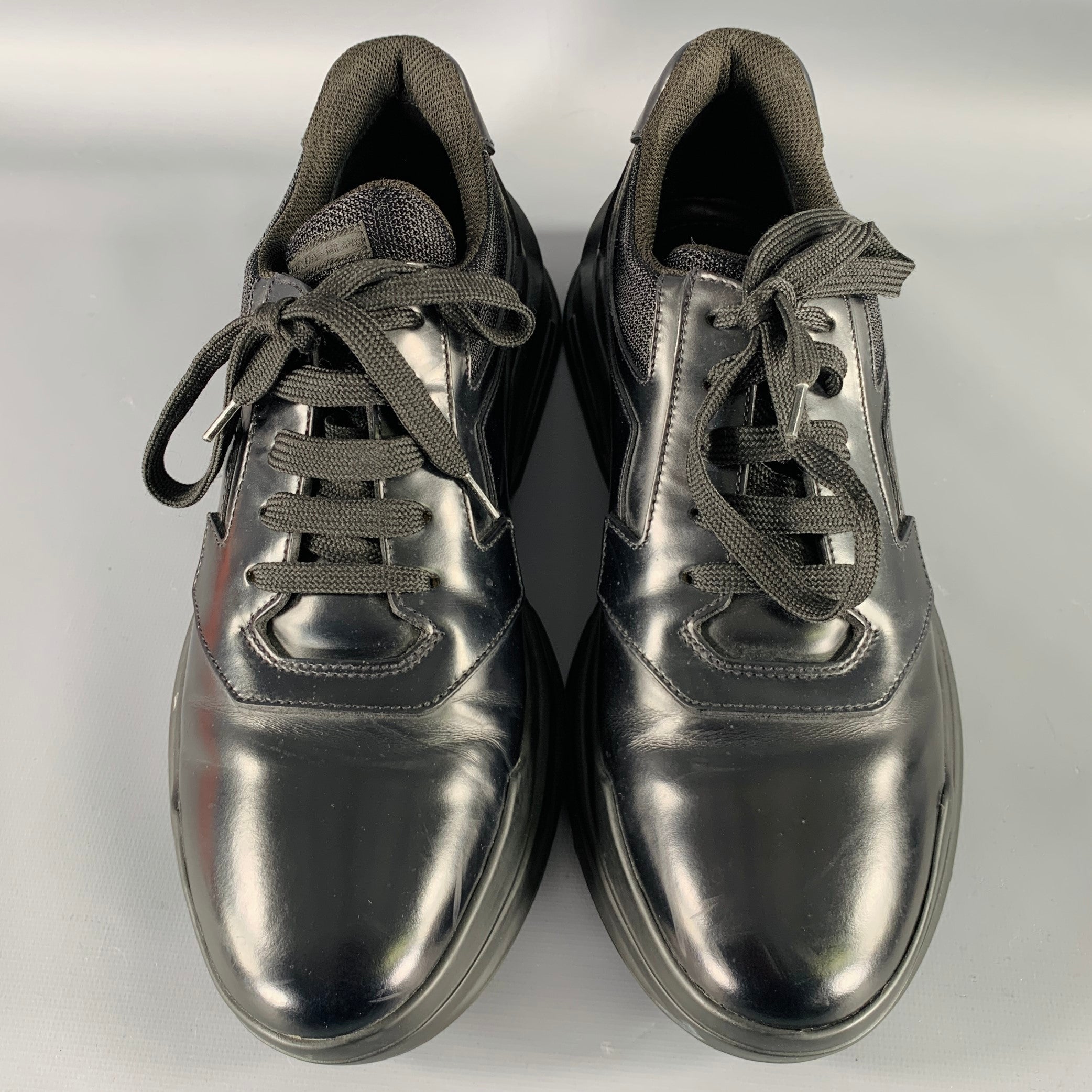 PRADA Size 7.5 Black Mesh Leather Sneakers – Sui Generis Designer