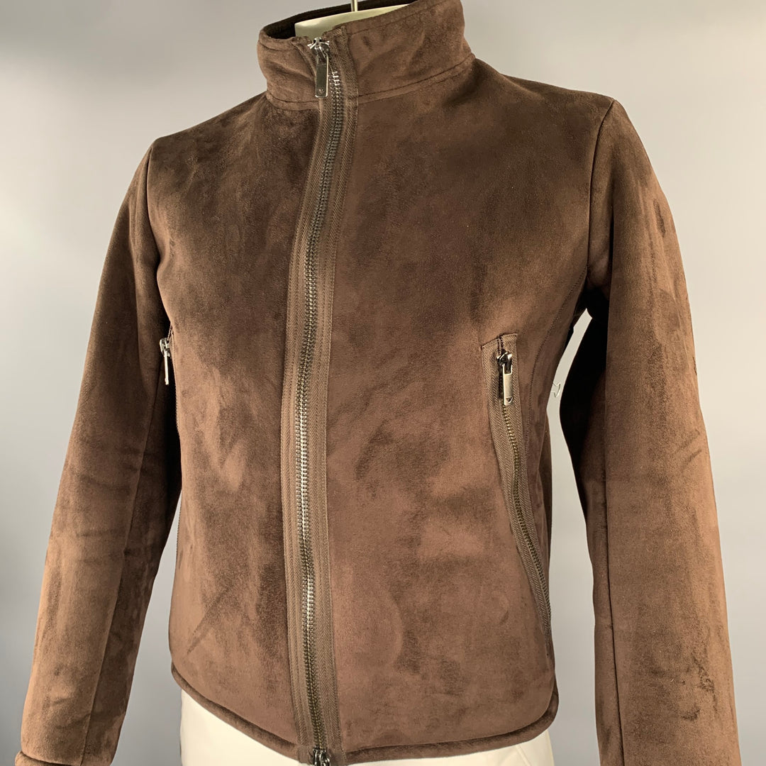 EMPORIO ARMANI Size 40 Brown Polyester Nylon Zip Up Jacket