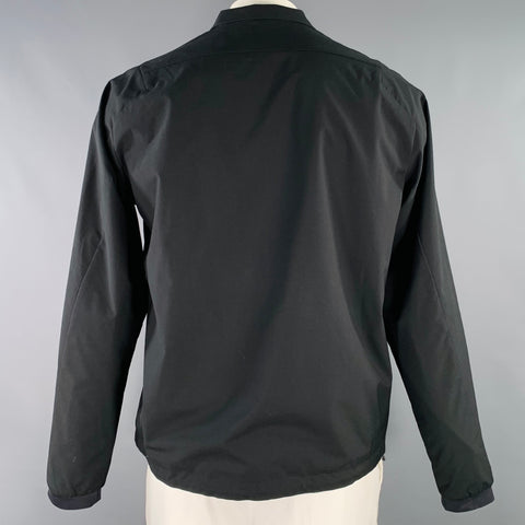 VOLLEBAK Size L Black Wool Blend Zip Up Jacket