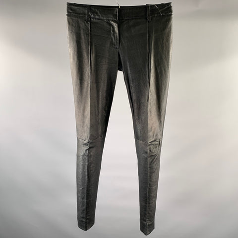 BALENCIAGA Size 8 Black Leather Lambskin Slim Fit Casual Pants