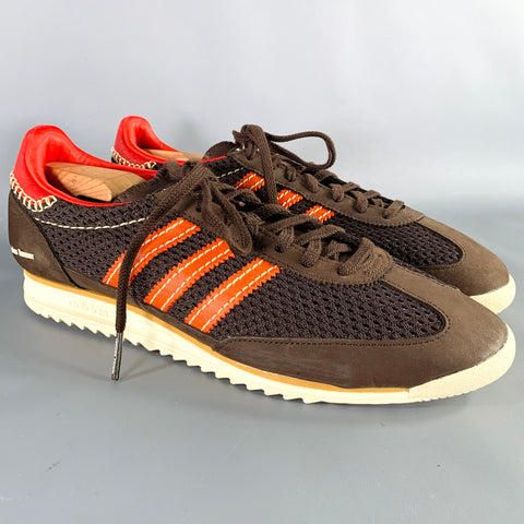 WALES BONNER Size 12 Brown Orange Mesh Nylon Lace-Up Sneakers