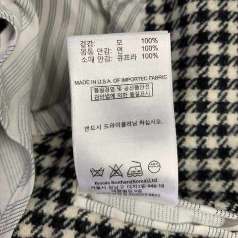 BLACK FLEECE Size 38 Black White Checkered Wool Notch Lapel Suit