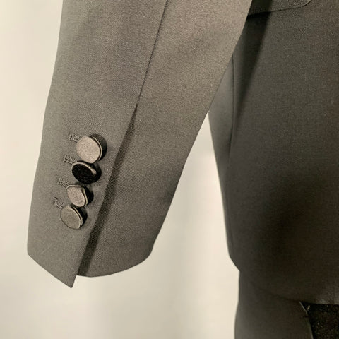 BURBERRY LONDON  Size 36 Black Solid Wool Mohair Notch Lapel 30 33 Tuxedo