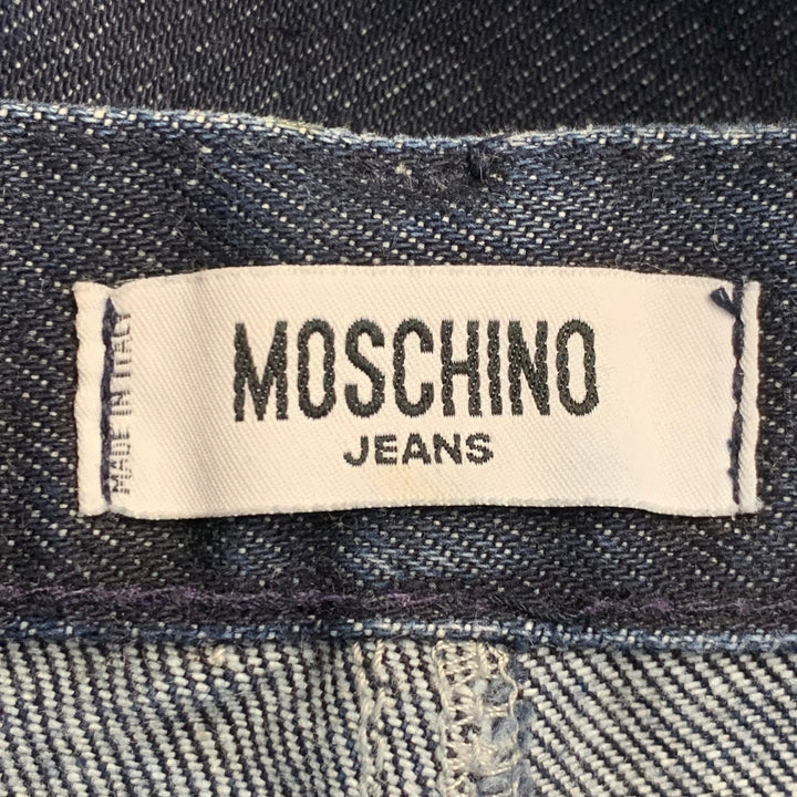 MOSCHINO Size 6 Indigo Purple Denim Twill Floral Straight Jeans