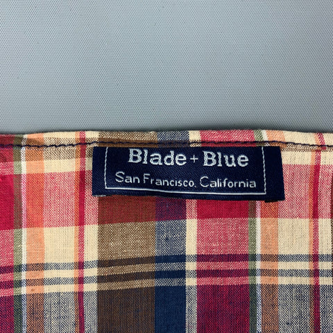 BLADE+BLUE Size One Size Multi-Color Plaid Cotton Pocket Square