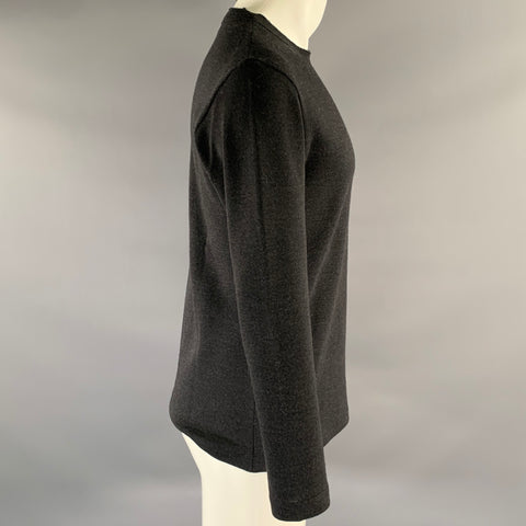DANIEL CLEARY Size M Grey Charcoal Knit Raw Edge Crew Neck Sweater