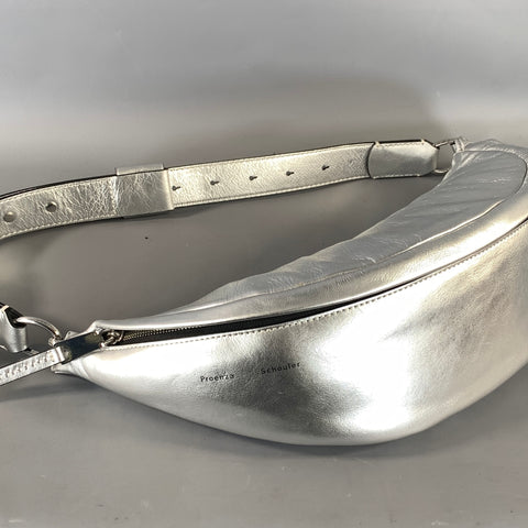PROENZA SCHOULER Silver Metallic Leather Sling Bag