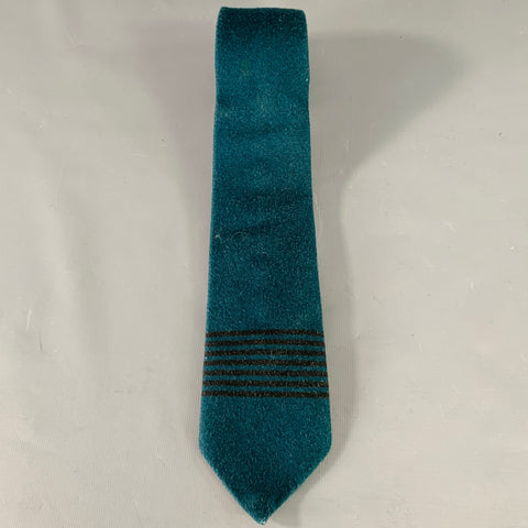 ADAM KIMMEL Teal Stripe Cotton Twill Skinny Tie