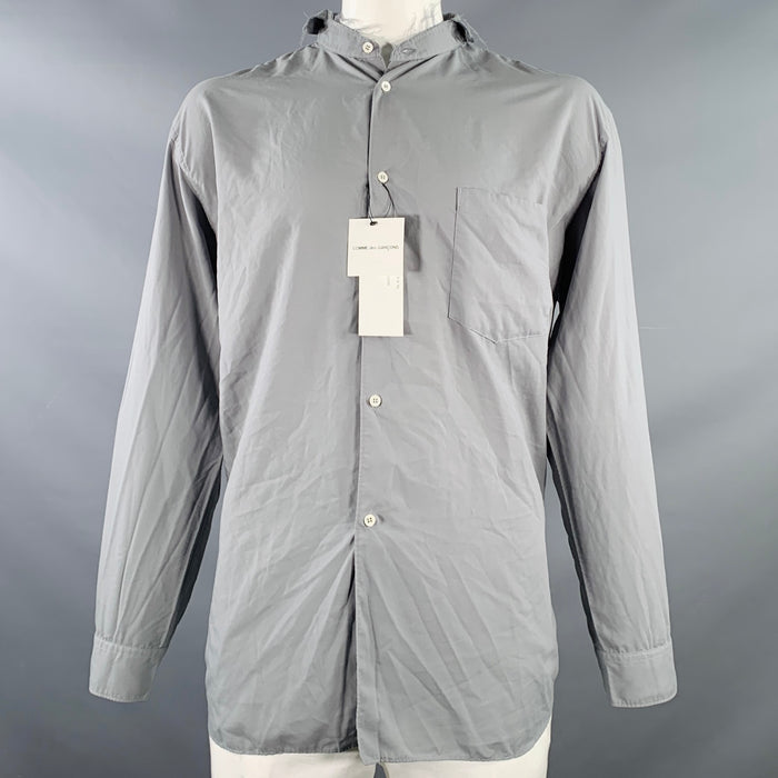 COMME des GARCONS Size XL Grey Distressed Polyester One pocket Long Sleeve Shirt