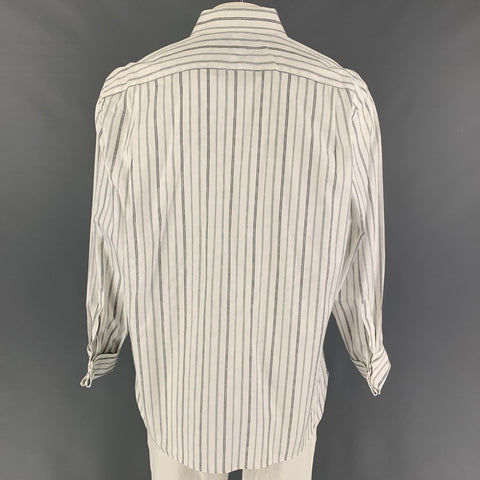 JOHN W. NORDSTROM Size L White Black Paisley French Cuff Long Sleeve Shirt