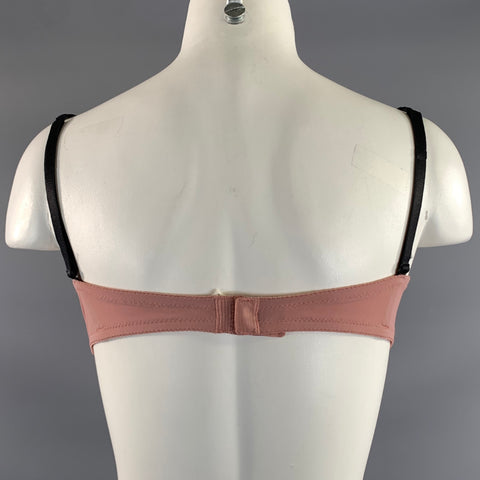 MOSCHINO Size L Pink Black Nylon Blend Mesh Bralette Lingerie