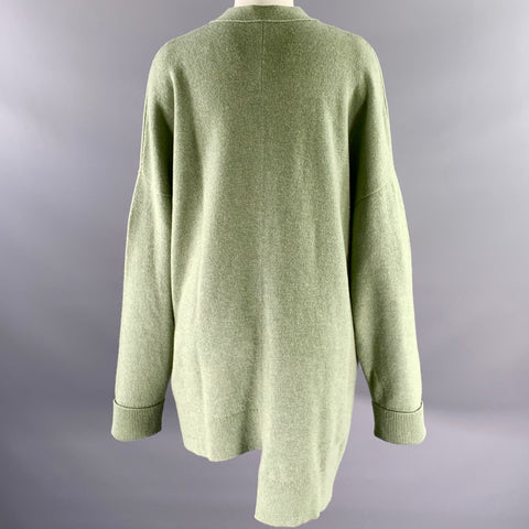 LOEWE Size M Green Sage Wool Blend Asymmetric Cardigan