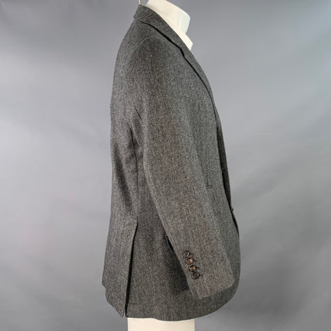 BRUNELLO CUCINELLI Size 38 Grey Black Herringbone Cashmere Sport Coat