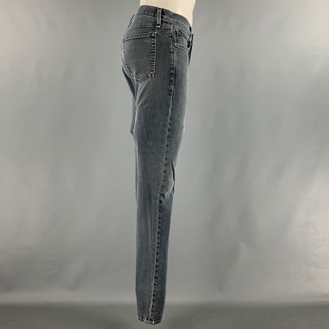 RAG & BONE Size 31 Grey Cotton Polyurethane Slim Button Fly Jeans