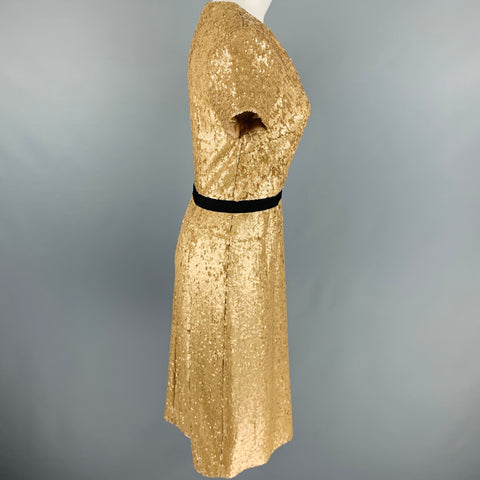 BURBERRY LONDON Size 8 Gold Viscose Blend Sequined Cocktail Dress