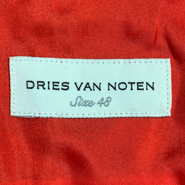 DRIES VAN NOTEN Size 38 Red Floral Viscose Silk Blend Sheer Long Sleeve Shirt