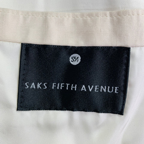 SAKS FIFTH AVENUE Size 48 Cream Silk Double Breasted Single Button Sport Coat