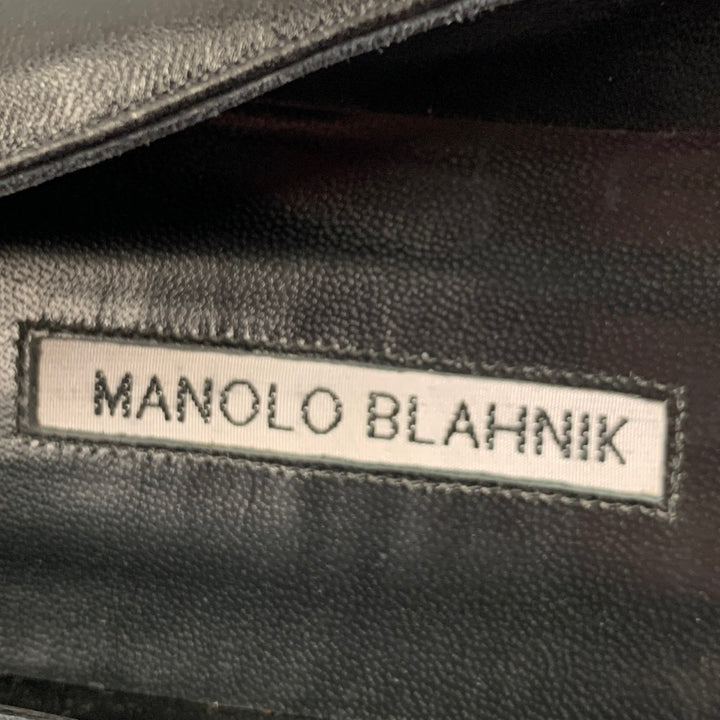 MANOLO BLAHNIK Size 10.5 Black Suede Pointed Toe Flats
