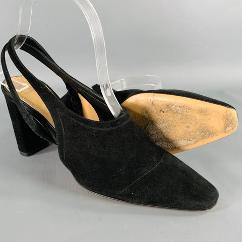 THE ROW Size 7.5 Black Suede Slingback Pumps