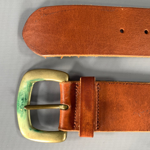 RALPH LAUREN Waist Size 28 Brown Gold 2221110-250 Leather Belt