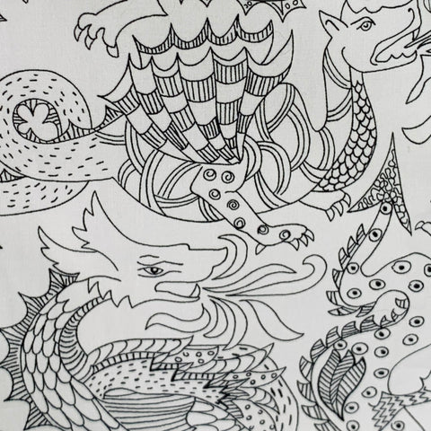 A.P.C. Size L White Black Dragons Print Cotton Long Sleeve Shirt