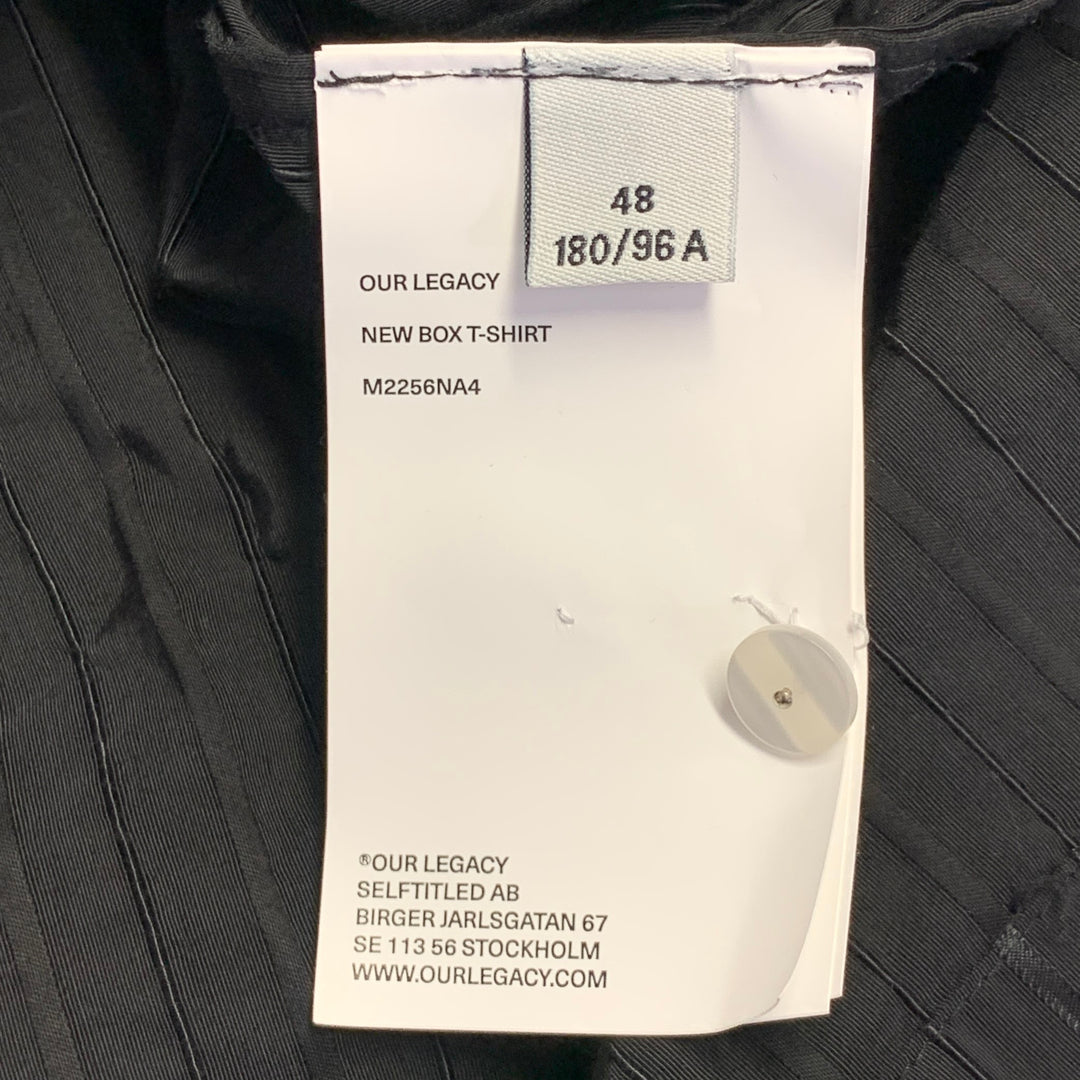 OUR LEGACY Size S Black Pinstripe Polyester Cotton Short Sleeve Shirt