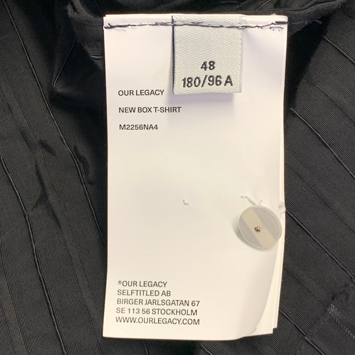 OUR LEGACY Size S Black Pinstripe Polyester Cotton Short Sleeve Shirt