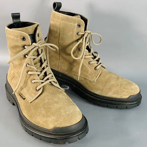 G-STAR Size 10 Green Olive Suede Tread Sole Lace-Up Ankle Boots