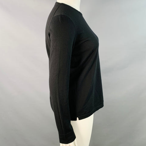 LORO PIANA Size 10 Black Cashmere Crew Neck Pullover