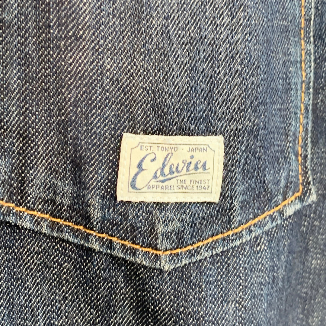 EDWIN Size M Navy Cotton Denim  Patch Pockets Chore Jacket