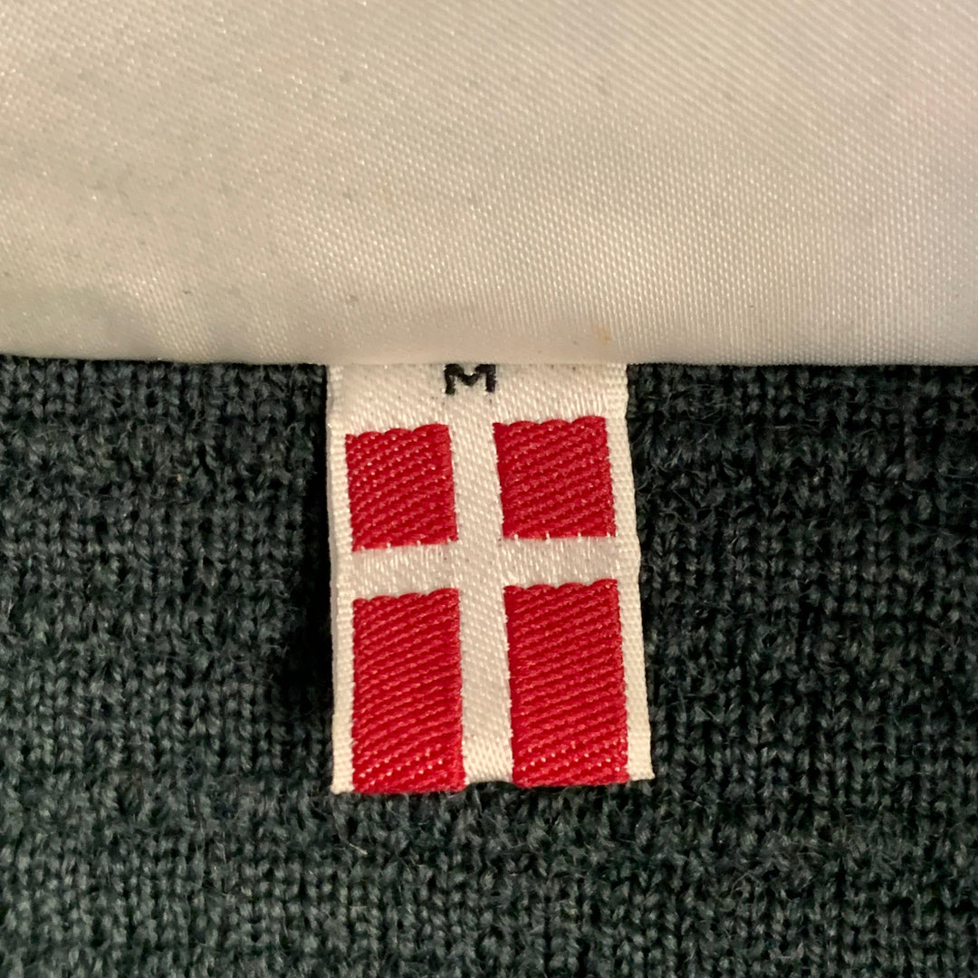 S.N.S HERNING Size M Green Waffle Knit Virgin Wool Buttoned Jacket