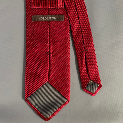 NORDSTROM Red Burgundy Stripe Silk Tie