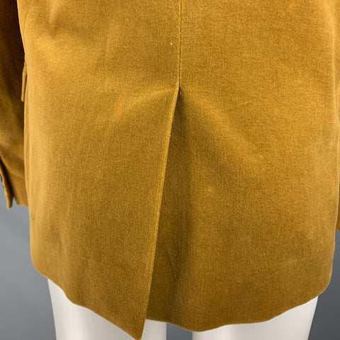 MARC JACOBS Size 40 Yellow Velvet Cotton Notch Lapel Sport Coat
