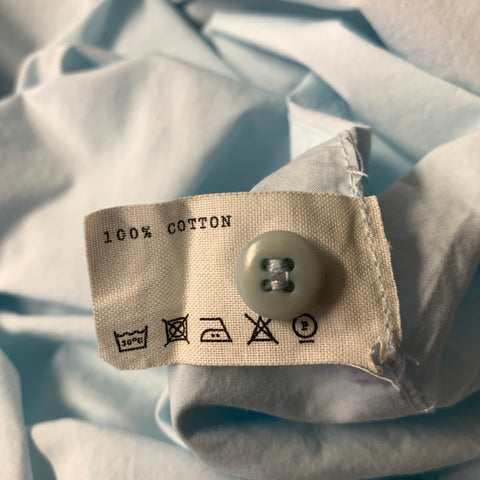 TOOGOOD Size M Light Blue Cotton Banded Collar Long Sleeve Popover Shirt